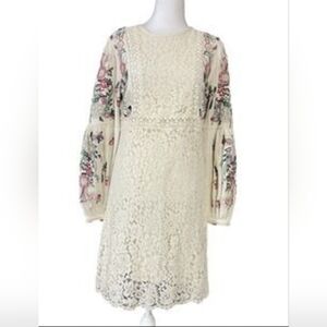 Anthropologie Let Me Be Victoria Embroidered Lace Dress Medium